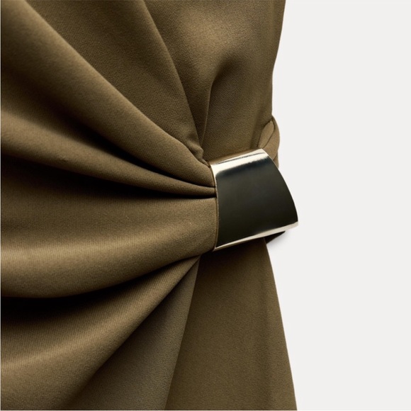 Zara NWT ruched satin effect midi dress 3897/162 - Picture 5 of 12